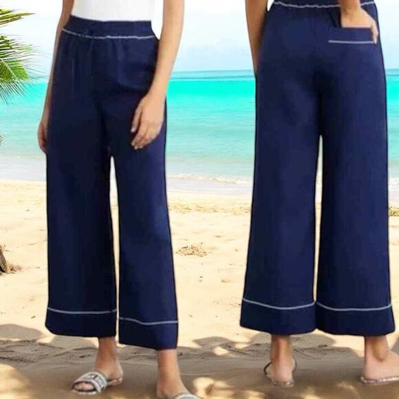Hill House Home NWT Skylar Pant in Navy Linen Size Medium - Picture 4 of 4